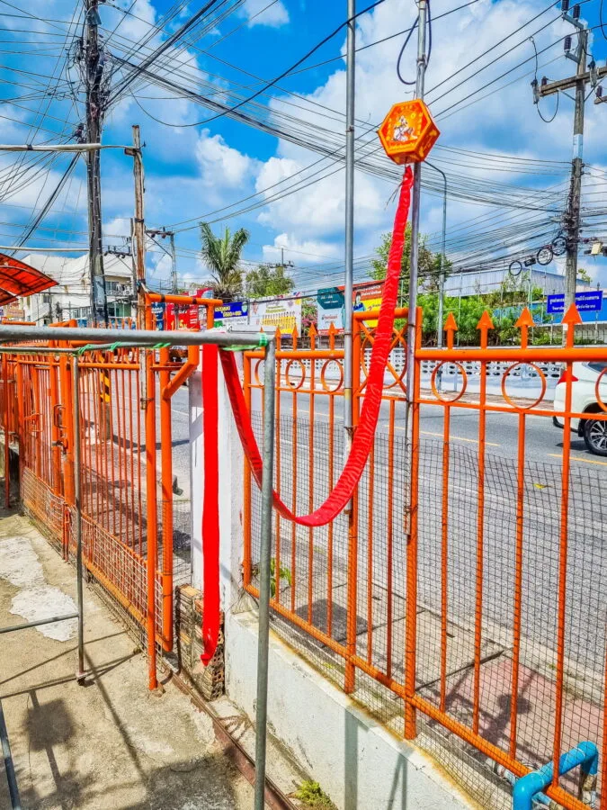 firecrackers for chinese new year in front of house in thailand