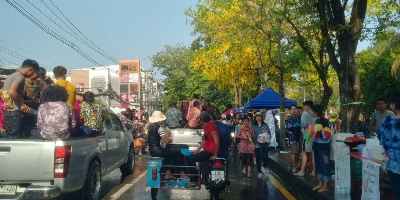 around square old town chiang mai songkran thailand