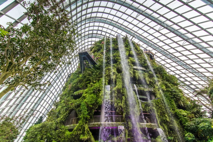 giant waterfall cloud forest garden by the bays singapore