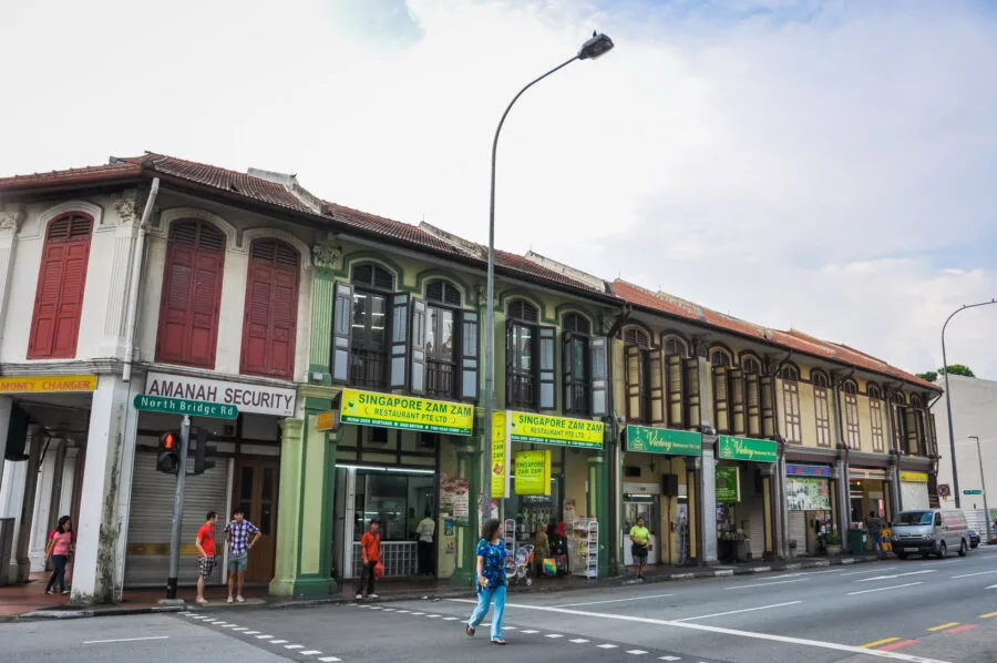 shophouse facades near arab quarter singapore