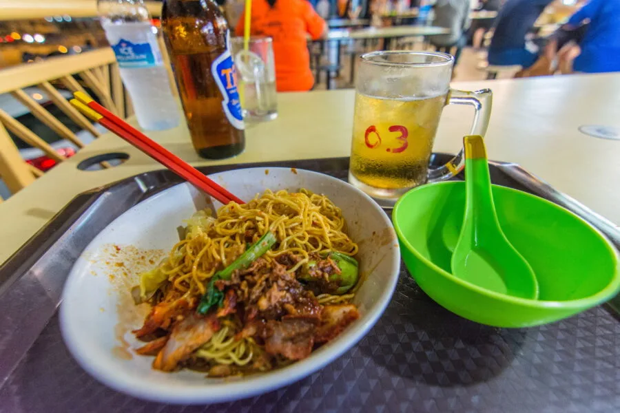 typical meal in a singapore hawker center