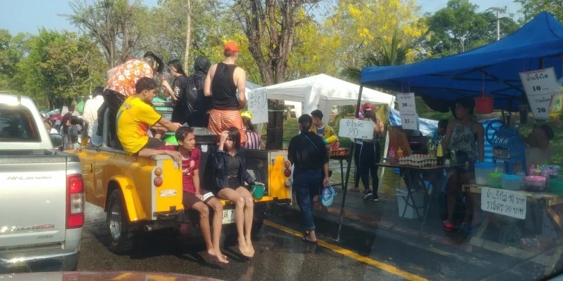 songkran square old town chiang mai thailand