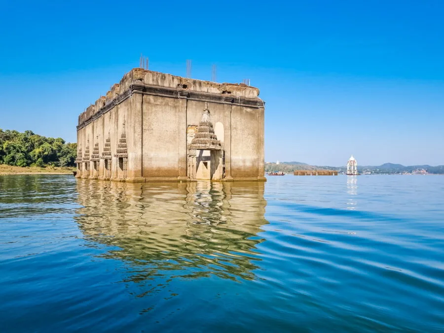 submerged temple of sangkhlaburi province of kanchanaburi