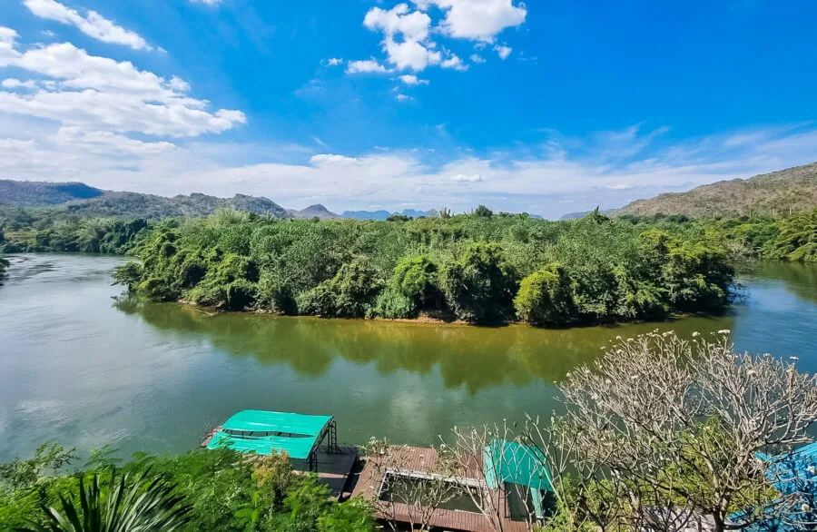 view from the restaurant of kwai noy river park resort kanchanaburi