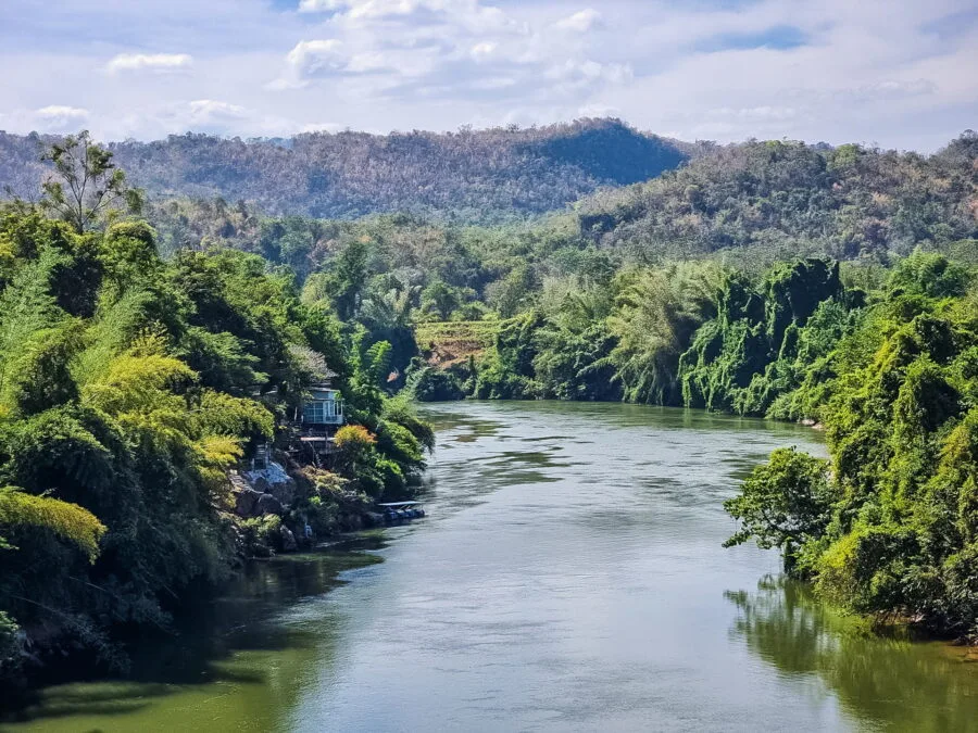 view of the kwai yai river in kanchanaburi