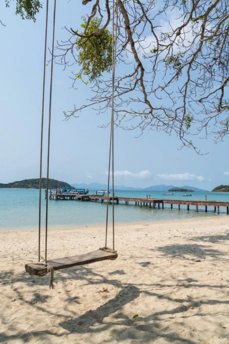 swing and pontoon on beach ao suan yai koh mak
