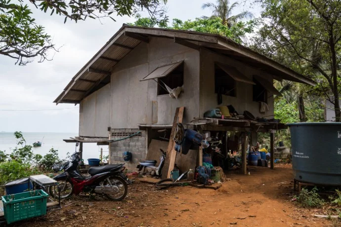 Typical house of the fishing village of Ao Talang Koh Mak