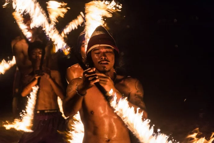 fire juggling show on Ao Suan Yai beach, Koh Mak