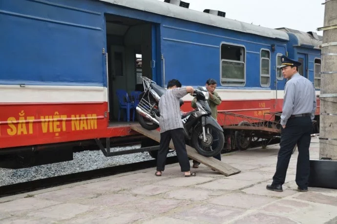 lao cai station motorbike train vietnam
