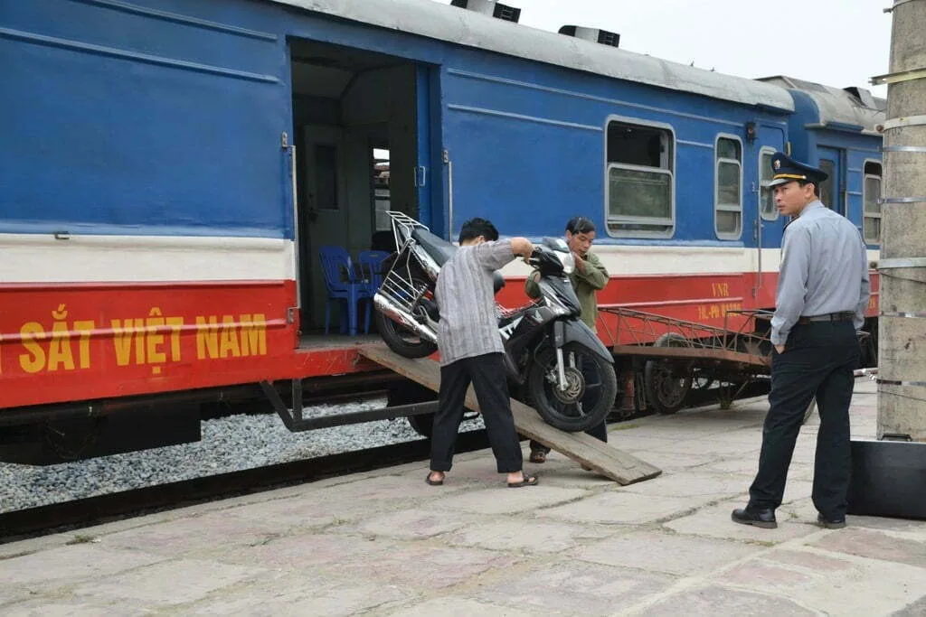 lao cai station motorbike train vietnam