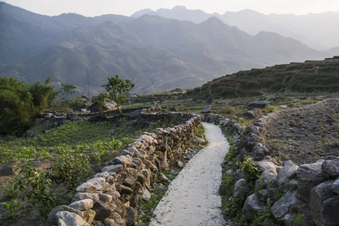 rice fields hmong village hau thao sapa vietnam