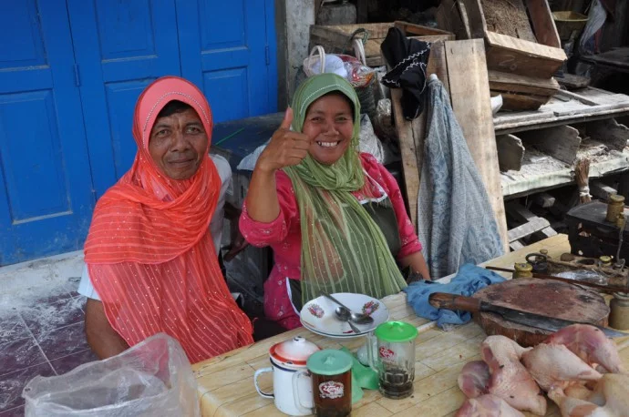 couple market borobudur island java indonesia