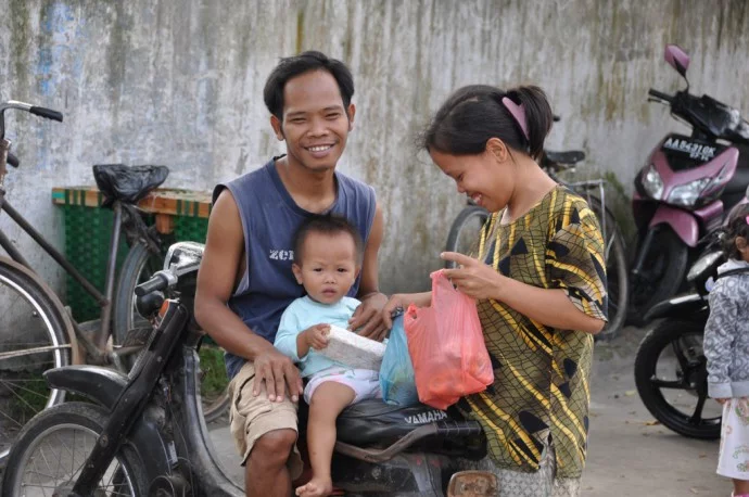 Borobudur market family, Java Island, Indonesia