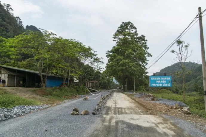 North Vietnam motorbike - road works near Ha Giang