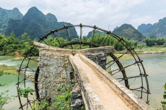 bamboo wheel near ban gioc - cao bang province