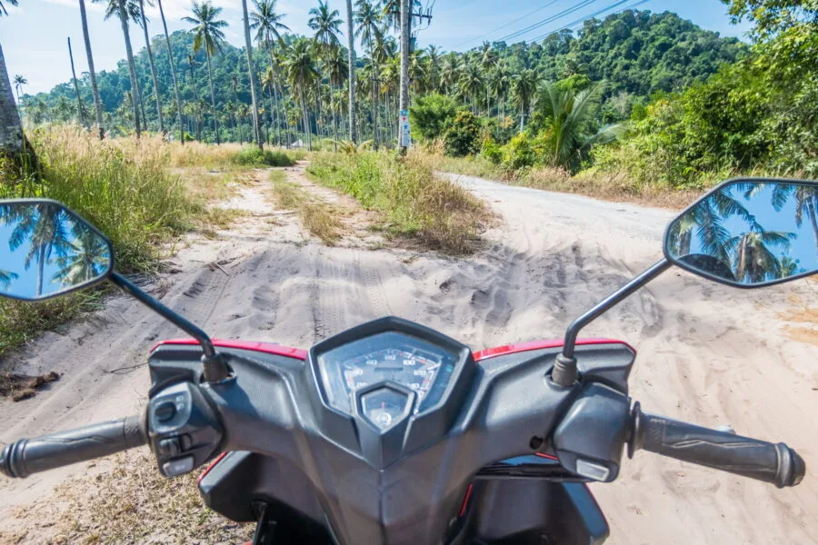 on a scooter on a thai island