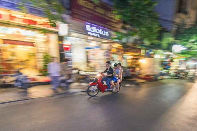Hanoi street at night