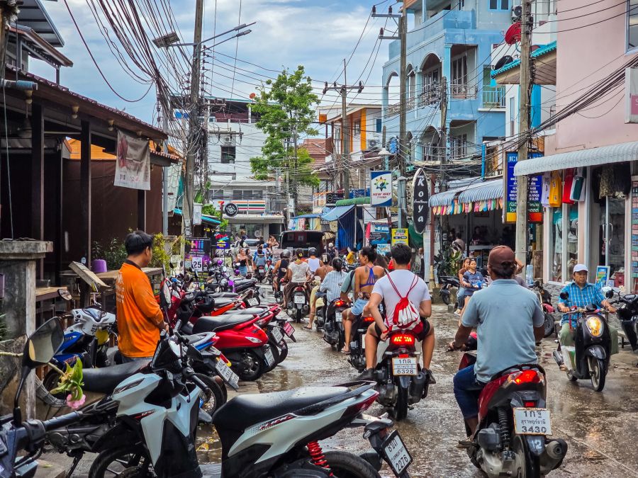 Scooters everywhere on Koh Tao, Thailand