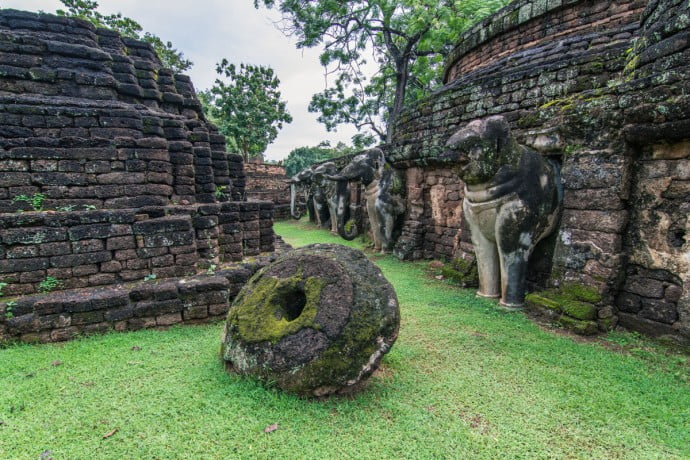 base of wat chang phueak kamphaeng phet historical park
