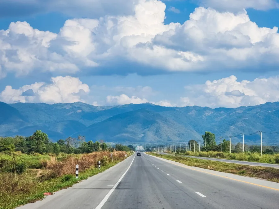 towards the Phu Chi Fah mountain in Chiang Rai
