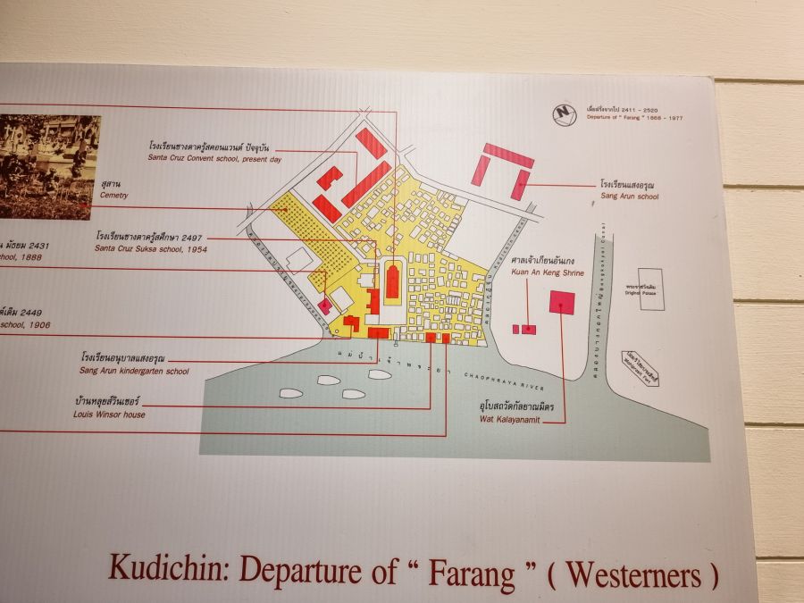 panneau evolution quartier kudee jin museum bangkok 3 Carte historique de Kudichin près du fleuve Chao Phraya