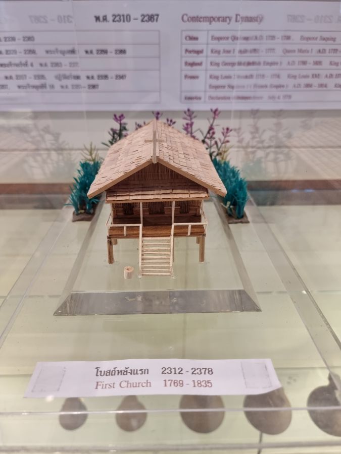 Maquette en bois d’une première église sur pilotis