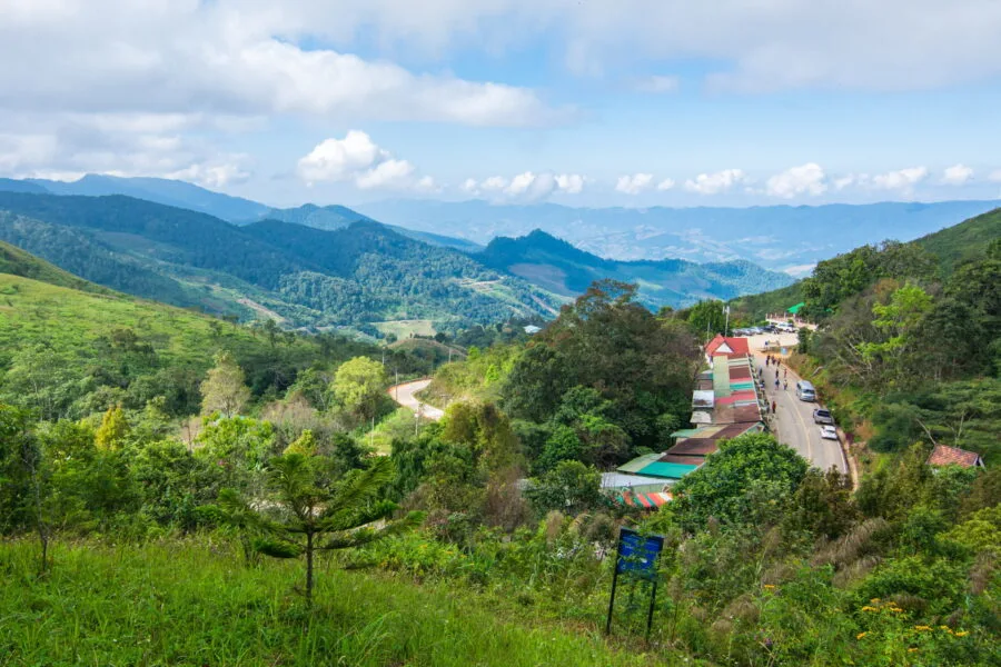 view of the Doi Pha Tang Chiang Rai parking lot
