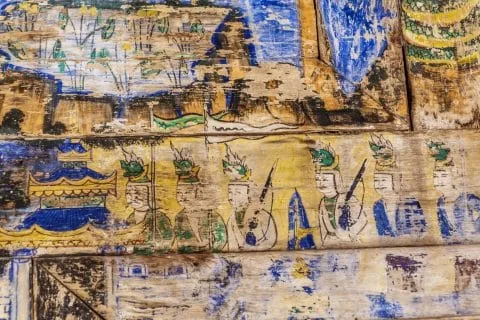detail painting under roof wat phra that lampang luang