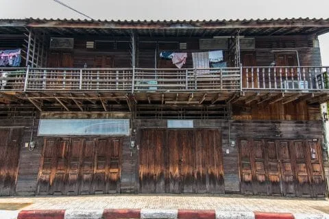 wooden house facade tippawan street lampang