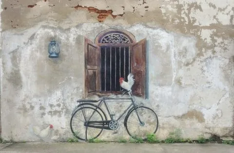 street art lampang bike chicken
