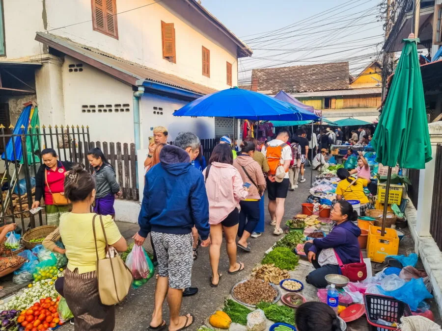 luang prabang morning market atmosphere