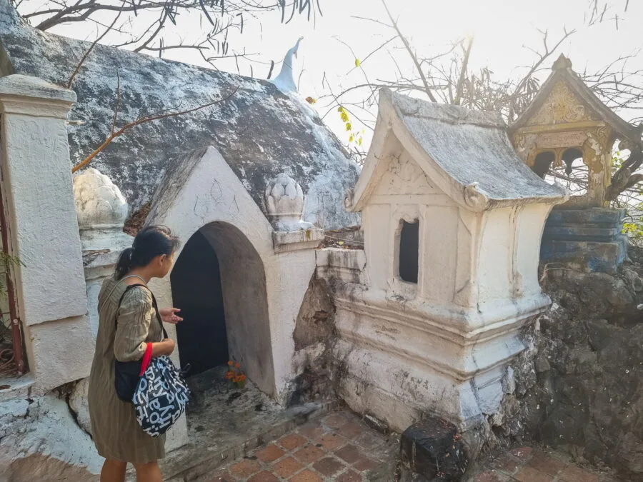 buddha footprint building mount phousi luang prabang