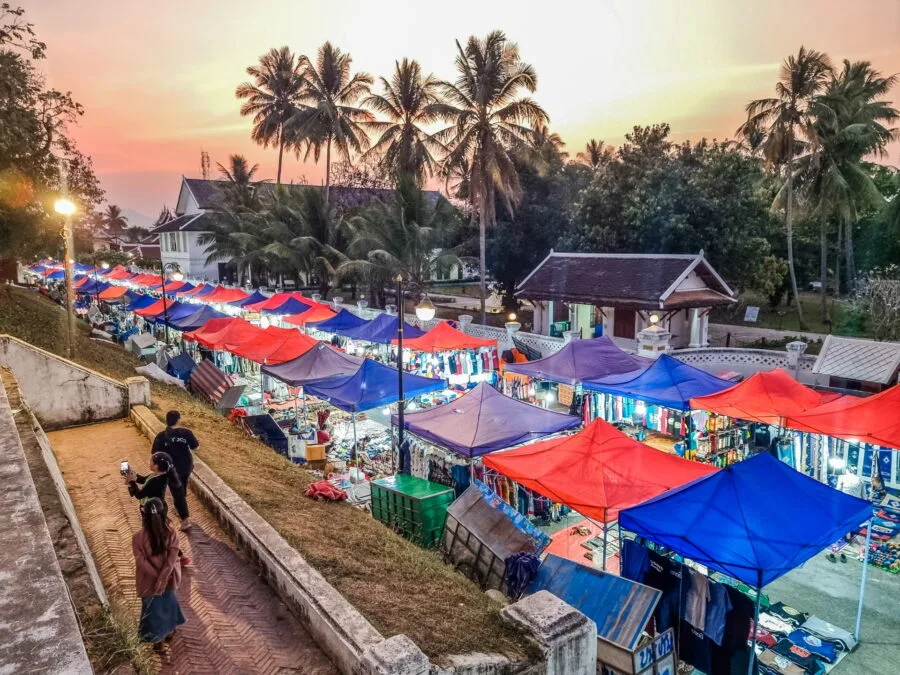 sunset evening market luang prabang