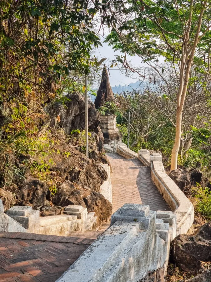 descent of mount phousi luang prabang