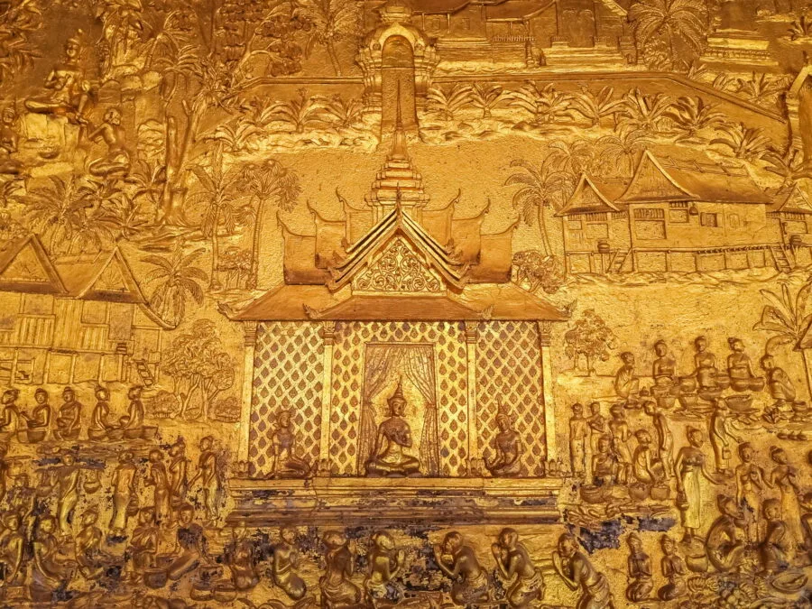 detail bas-relief wat mai luang prabang laos