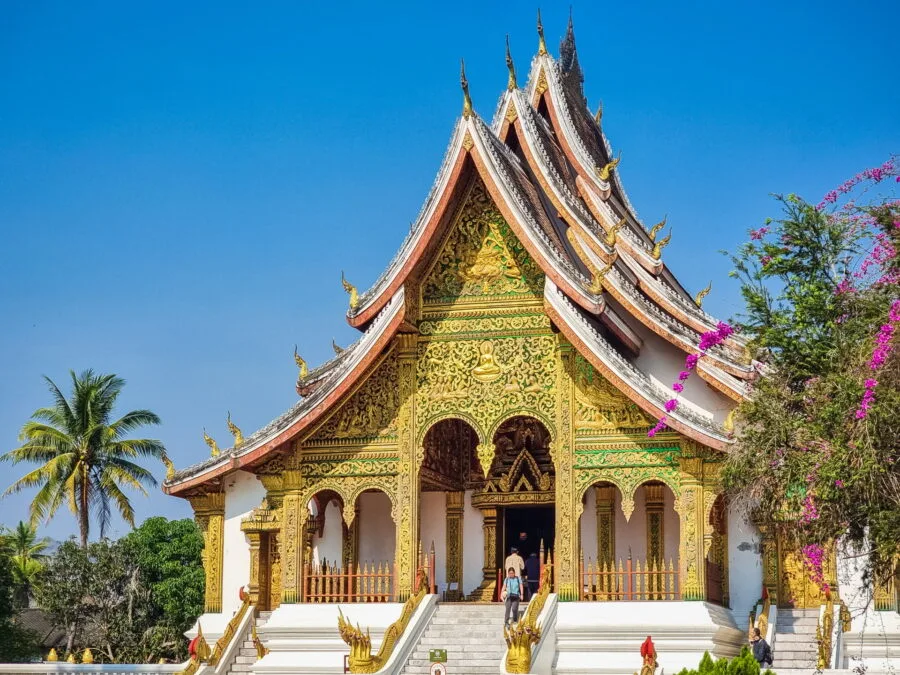 facade of Haw Pha Bang royal palace luang prabang