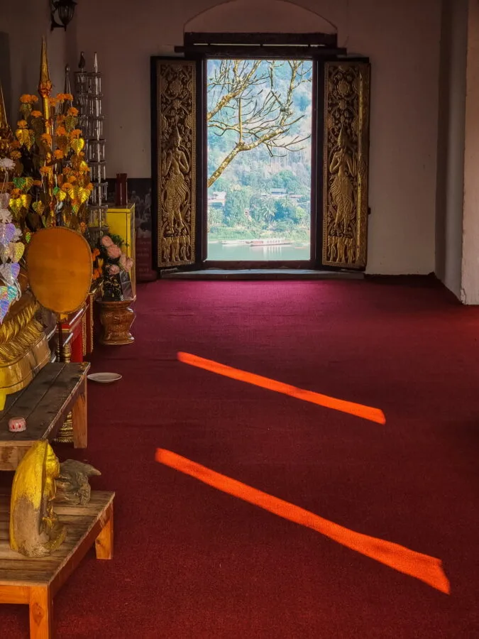 interior small temple summit mount phousi luang prabang