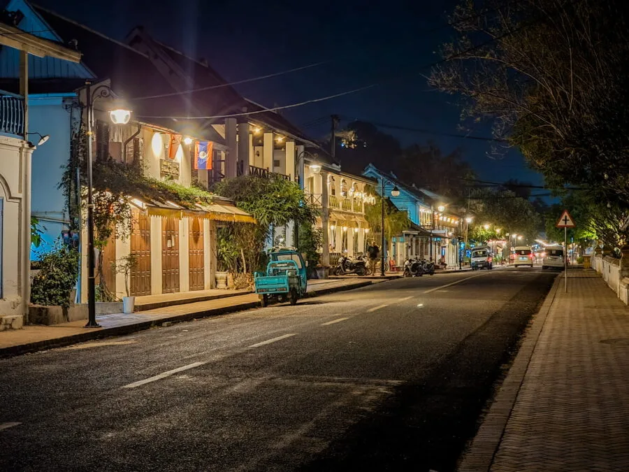 deserted street luang prabang evening