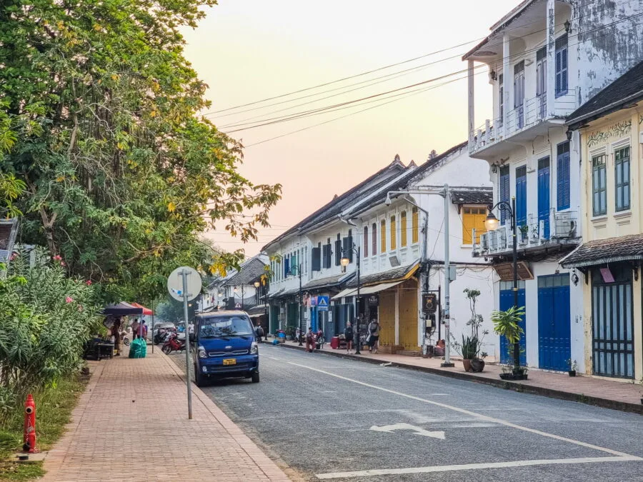 deserted street morning luang prabang