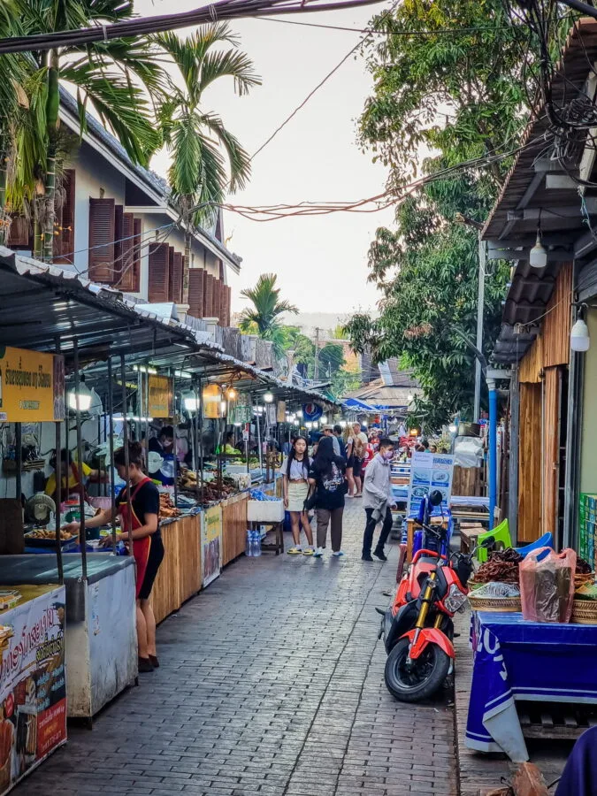 alley evening walk luang prabang
