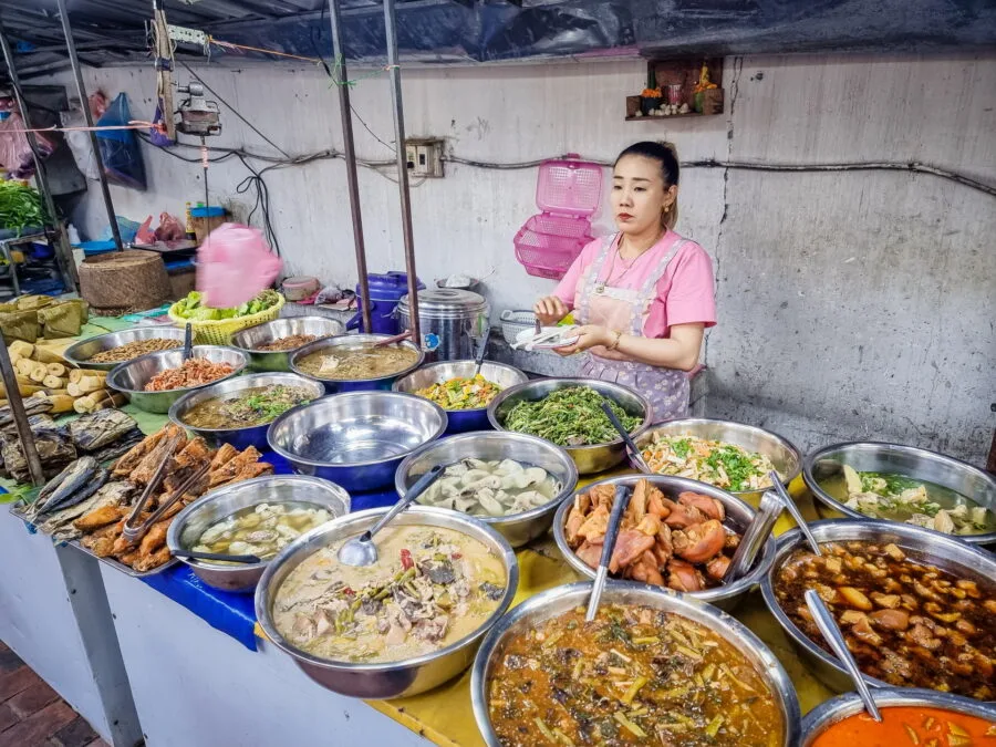 street food stand evening market luang prabang