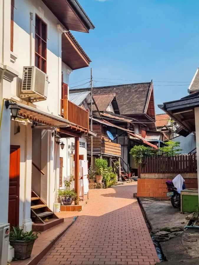 an alley in luang prabang laos
