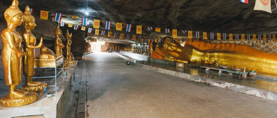 cave and reclining buddha at putthasathan tham talod thung song