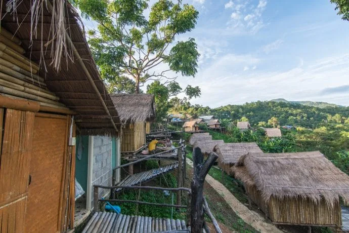 in front of bungalow chiang dao