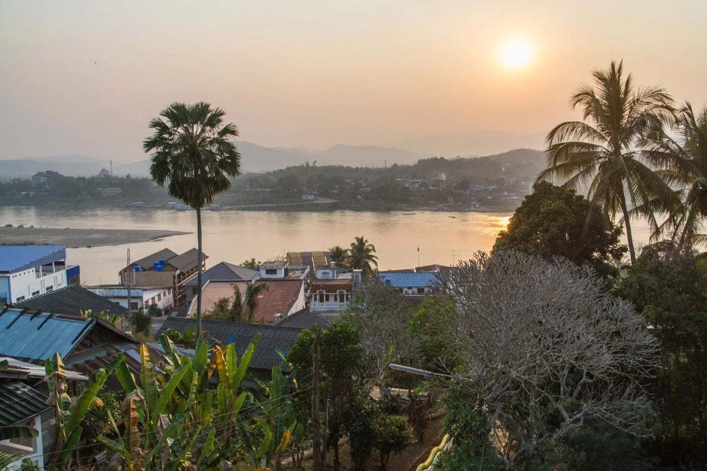 view of the mekong from a temple in huay xai - laos