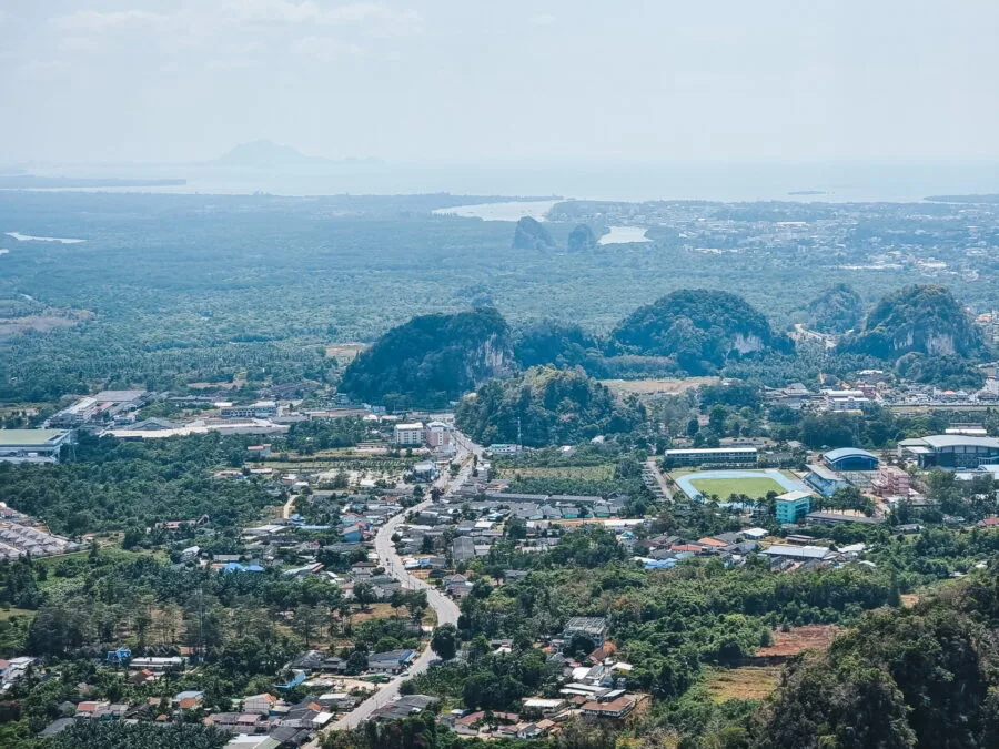 view of krabi town from tiger cave temple