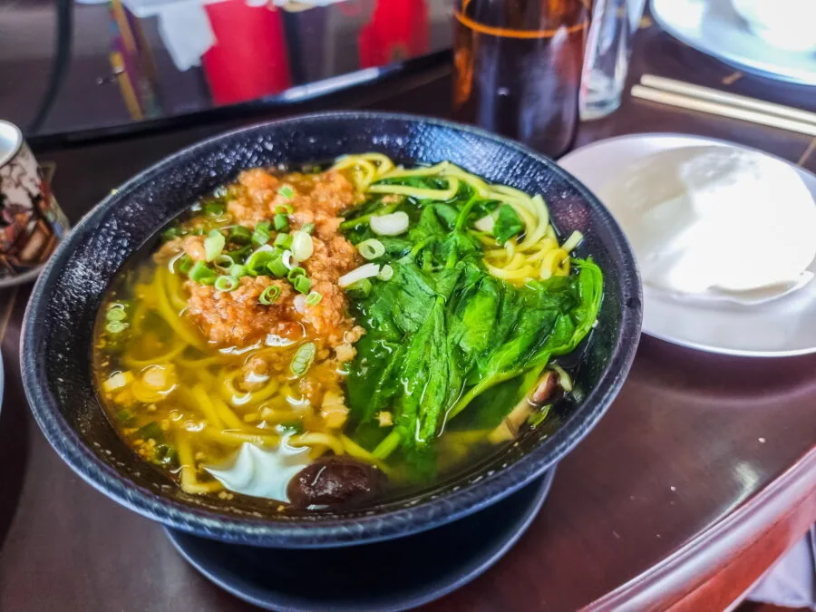 bowl of chinese mae salong noodle soup