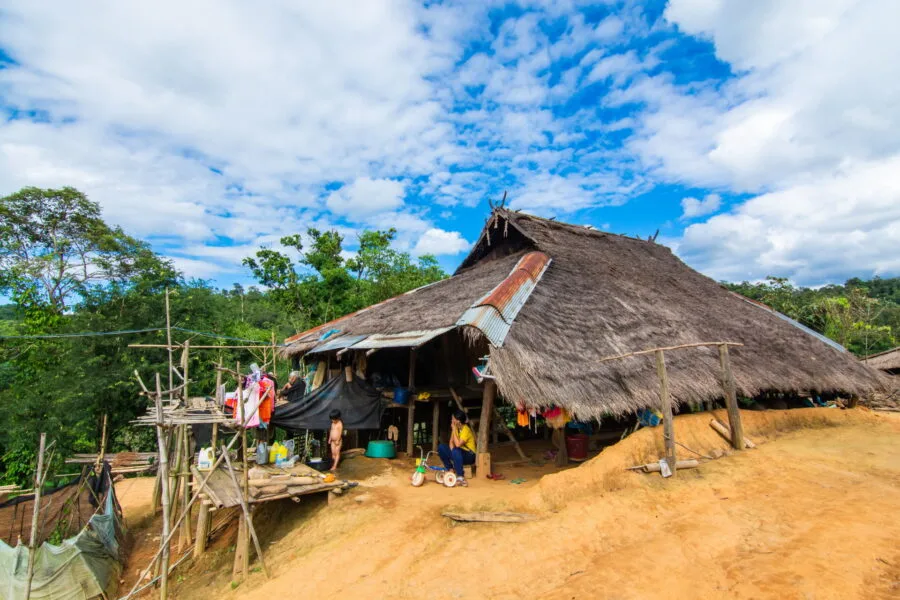Akha house seen on the road to Doi Hua Mae Kham