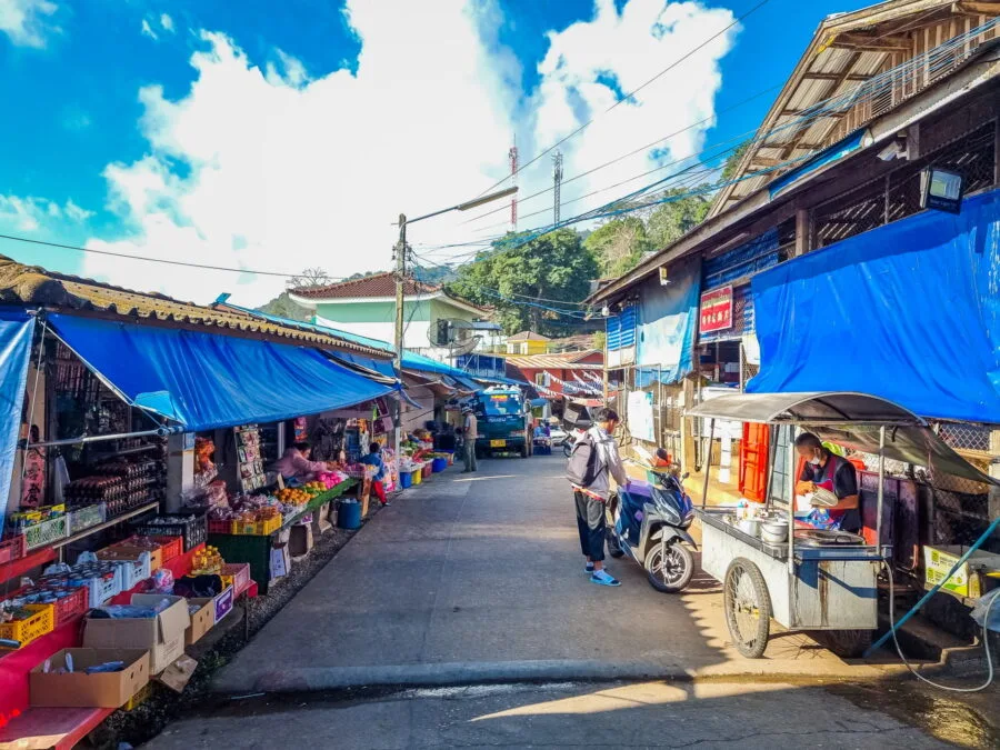 street morning market mae salong north thailand