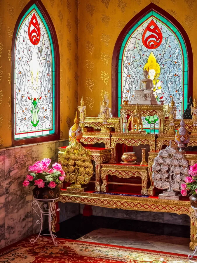 stained glass windows phra borommathat chedi mae salong